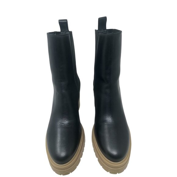 Ba&sh Clare Black Leather Chelsea Platform Chunky Block Heels Ankle Boots 7.5 - Picture 4 of 13